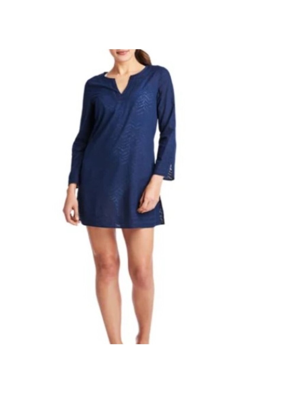 Vineyard Vines Whale Tale Women's Navy Long-Sleeve Swim Cover-Up Tunic XL